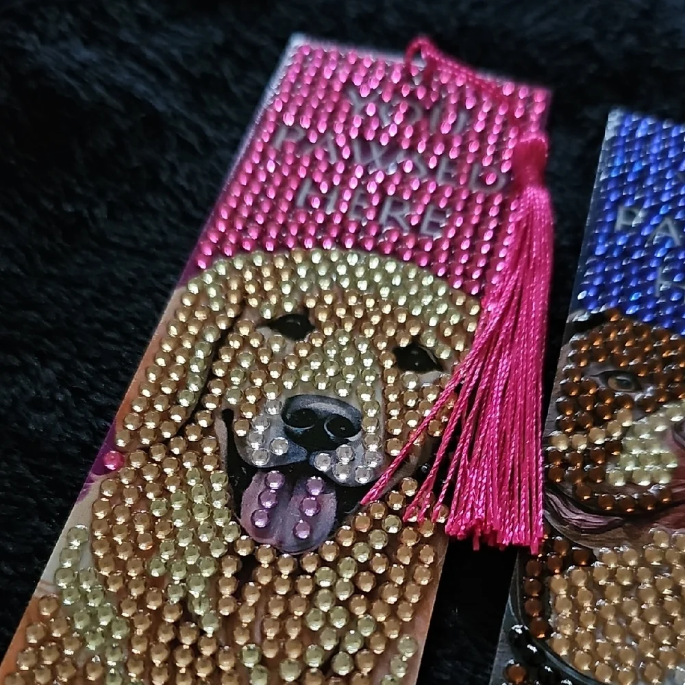 Set of Six Rhinestone Dog Bookmarks